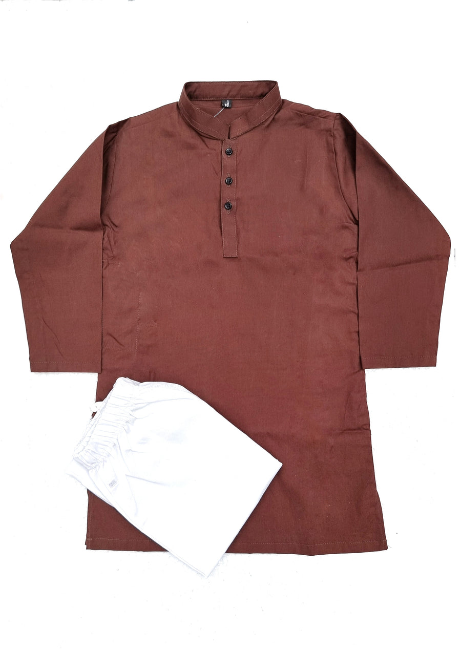 Choclate Brown Kurta & White Trouser - theavocado.pk