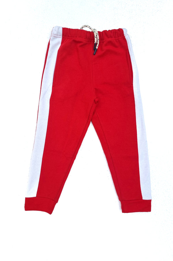 Red/white Panel(Terry) Trouser - theavocado.pk