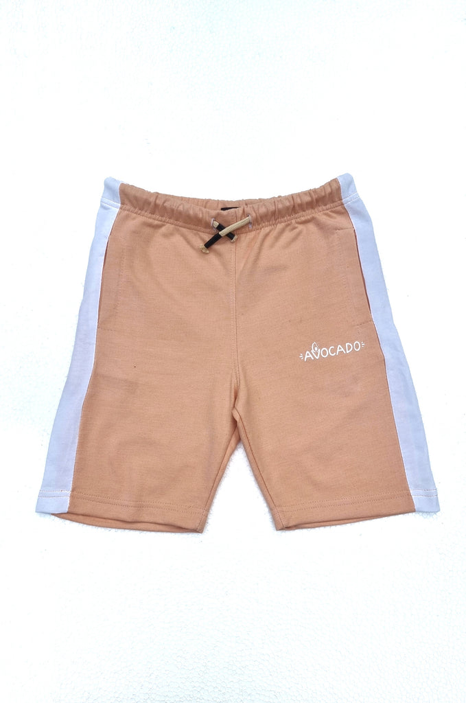 Peach White Panel Terry Summer Short