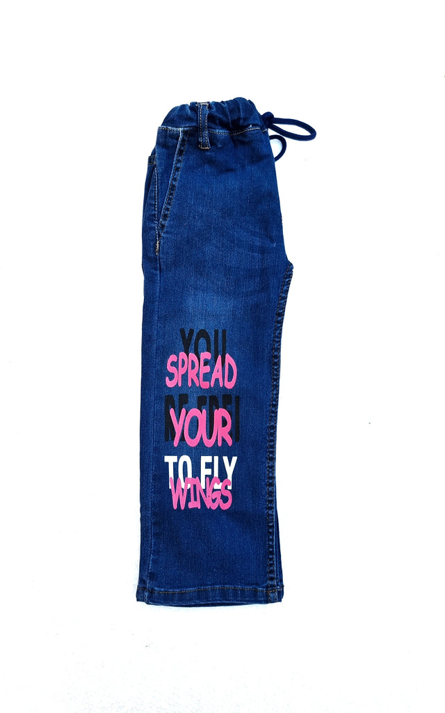 Wide leg Printed Mid Blue baby Jeans
