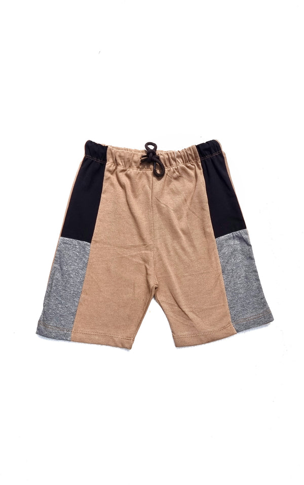 Brown B/G Panel Blended Summer Short