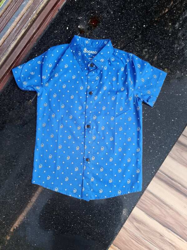 Royal Blue Printed Summer Shirt
