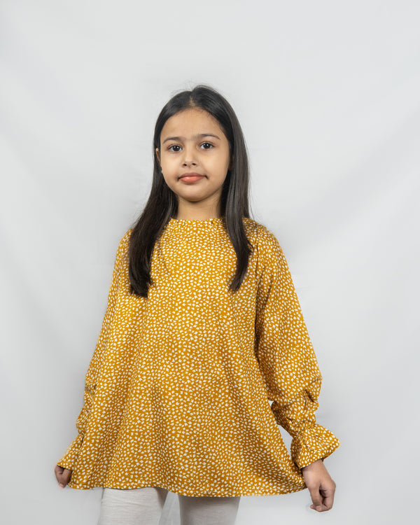 Mustard Print Baby Top - theavocado.pk