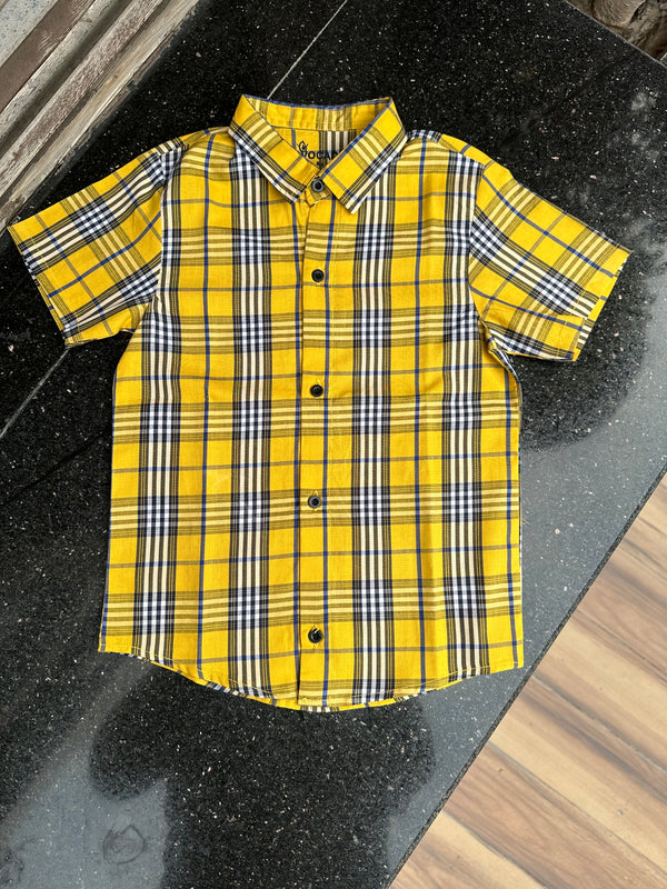 Yellow Summer Check Shirt - theavocado.pk