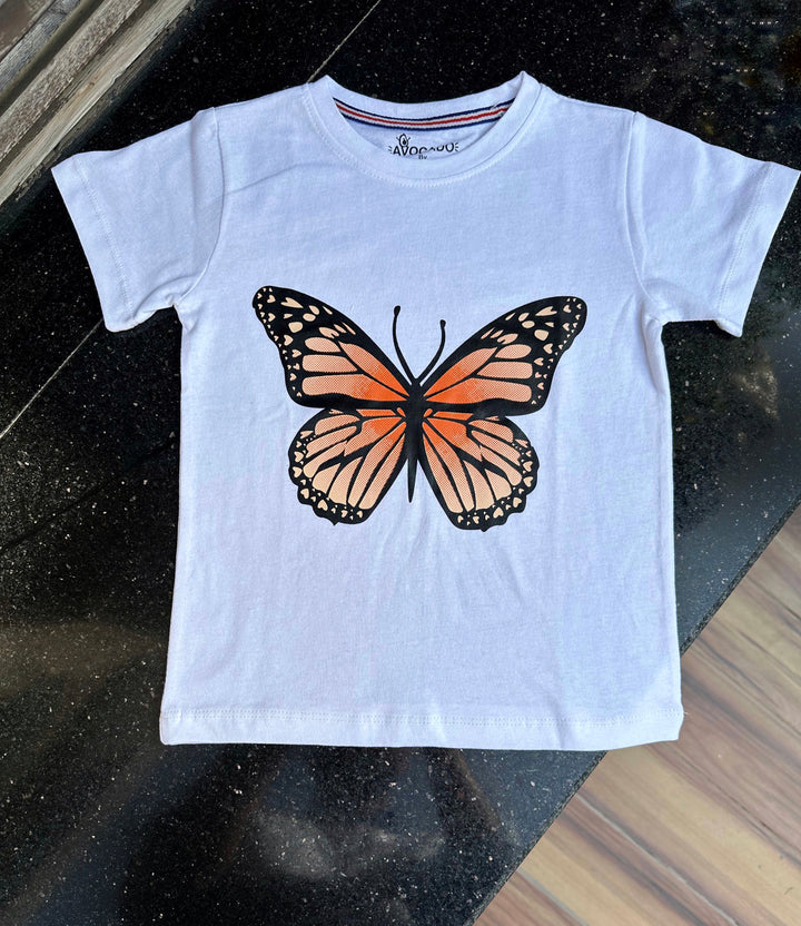 Butterfly White Tee - theavocado.pk